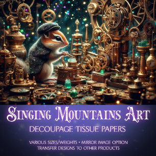 Whimsical Steampunk Victorian Chipmunk Decoupage Tissue Paper