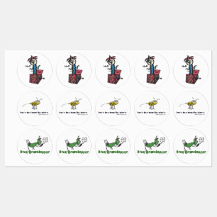 Whimsical Sticker Pack: Blue Grasshopper, Don’t Be