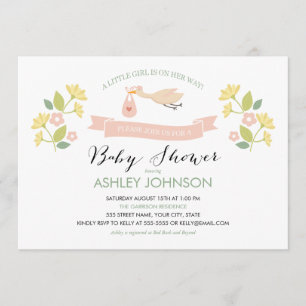 Whimsical Stork Baby Shower Invitation