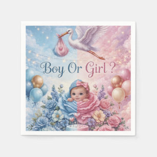 Whimsical Stork Gender Reveal Boy or Girl Napkin