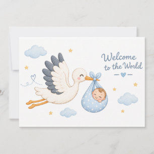 Whimsical Stork Royal Baby Birth Announcement