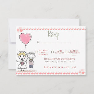 Whimsical Storybook Cartoon Couple Wedding RSVP Card