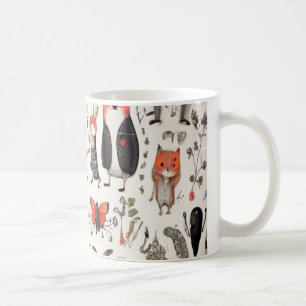 Whimsical Storybook Creatures Illustrated Pattern Coffee Mug
