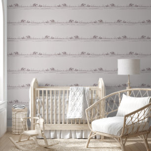 Whimsical Storybook Nursery Pink Wallpaper