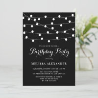 Whimsical String Lights Black Birthday Party