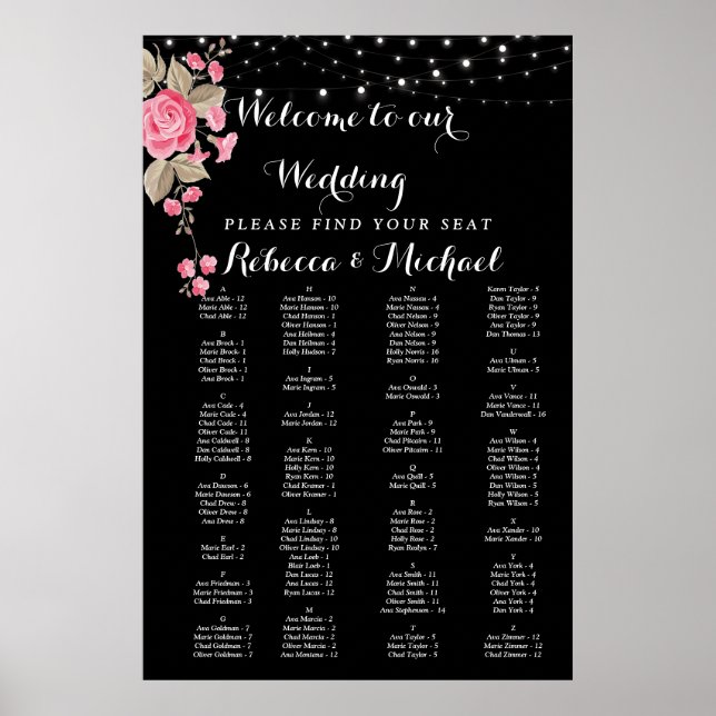 Whimsical String Lights Black Poster (Front)