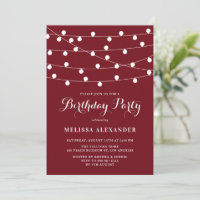 Whimsical String Lights Burgundy Birthday Party