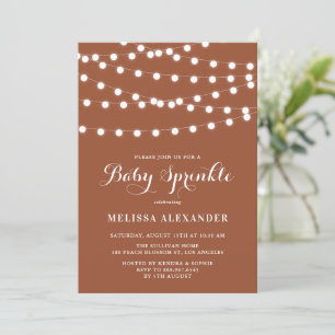 Whimsical String Lights Terracotta Baby Sprinkle Invitation