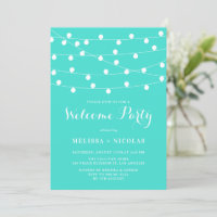 Whimsical String Lights Turquoise Welcome Party
