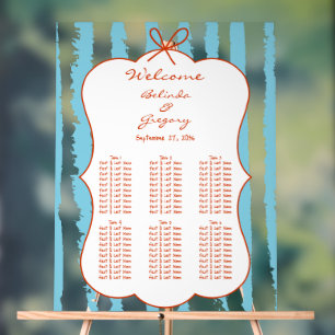Whimsical Stripe Handwritten Wedding Seating Chart