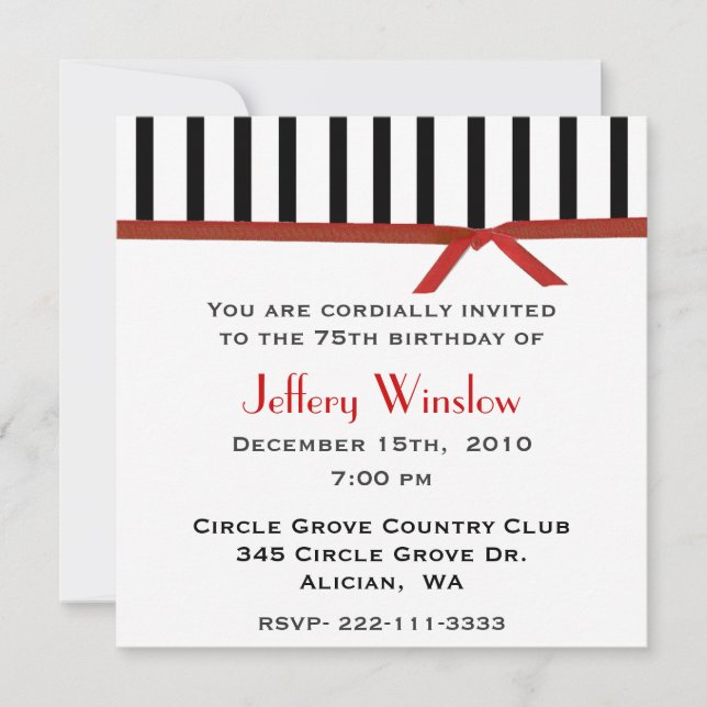 Whimsical Striped Birthday Invitation (Front)