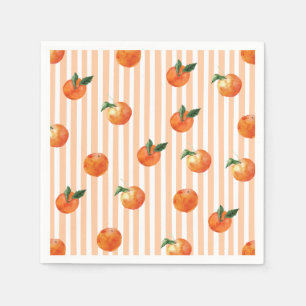 Whimsical Striped Orange Little Cutie Baby Shower Napkin