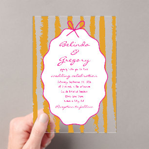Whimsical Stripes Handwritten Painted Wedding  Acrylic Invitations