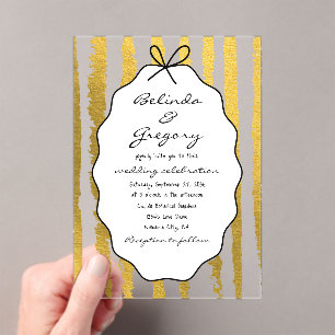 Whimsical Stripes Handwritten Painted Wedding  Acrylic Invitations