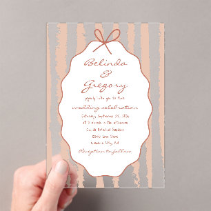 Whimsical Stripes Handwritten Painted Wedding  Acrylic Invitations