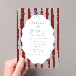 Whimsical Stripes Handwritten Painted Wedding  Acrylic Invitations