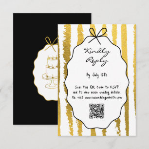 Whimsical Stripes Handwritten Painted Wedding  Enclosure Card