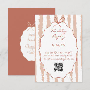 Whimsical Stripes Handwritten Painted Wedding  Enclosure Card
