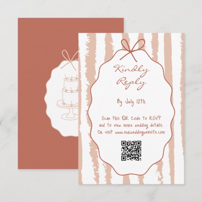 Whimsical Stripes Handwritten Painted Wedding  Enclosure Card (Front/Back)