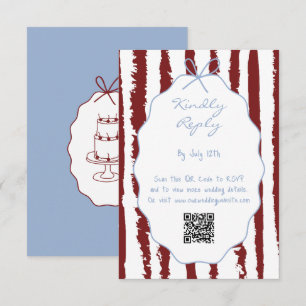 Whimsical Stripes Handwritten Painted Wedding  Enclosure Card