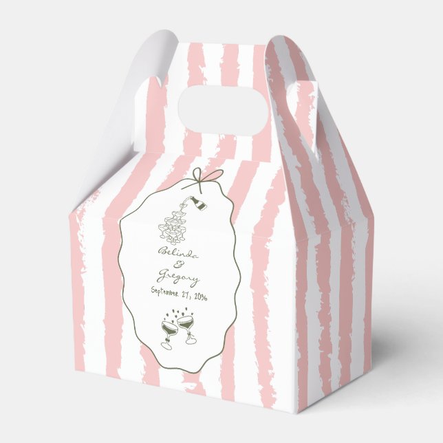 Whimsical Stripes Handwritten Painted Wedding  Favour Box (Front Side)