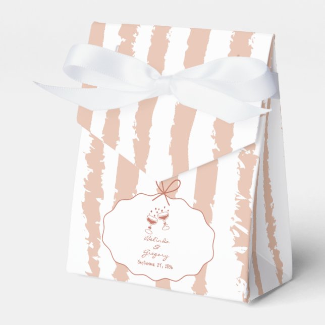 Whimsical Stripes Handwritten Painted Wedding  Favour Box (Front Side)