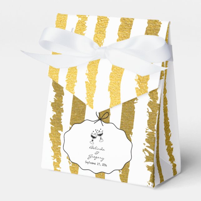 Whimsical Stripes Handwritten Painted Wedding  Favour Box (Front Side)