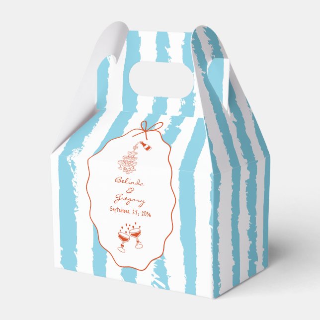Whimsical Stripes Handwritten Painted Wedding  Favour Box (Front Side)