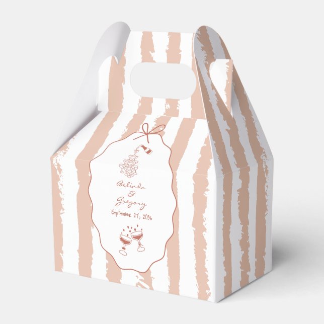 Whimsical Stripes Handwritten Painted Wedding  Favour Box (Front Side)