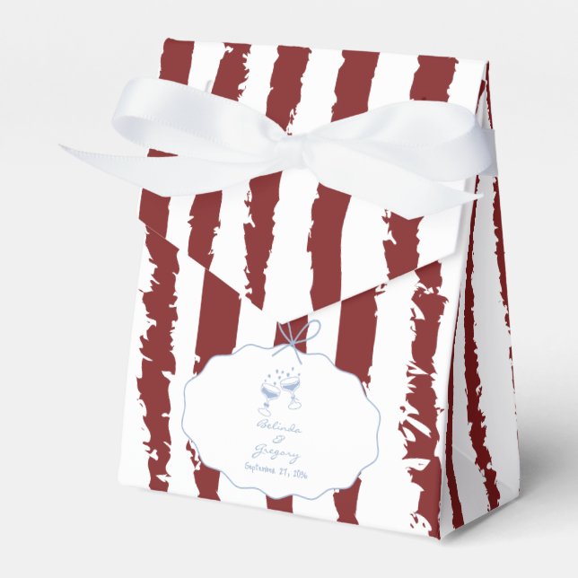 Whimsical Stripes Handwritten Painted Wedding  Favour Box (Front Side)