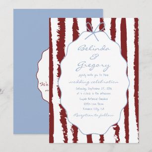 Whimsical Stripes Handwritten Painted Wedding  Invitation