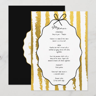 Whimsical Stripes Handwritten Painted Wedding  Menu