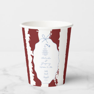 Whimsical Stripes Handwritten Painted Wedding  Paper Cups