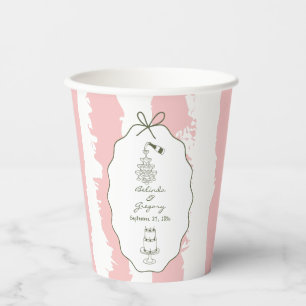 Whimsical Stripes Handwritten Painted Wedding  Paper Cups