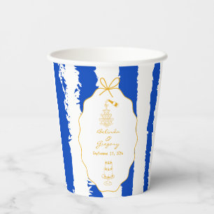 Whimsical Stripes Handwritten Painted Wedding  Paper Cups