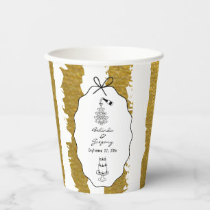 Whimsical Stripes Handwritten Painted Wedding  Paper Cups