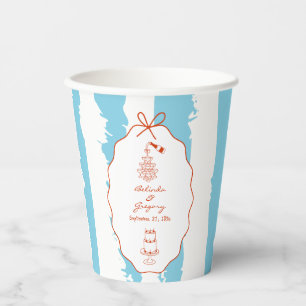 Whimsical Stripes Handwritten Painted Wedding  Paper Cups