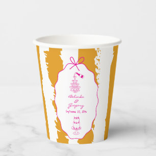 Whimsical Stripes Handwritten Painted Wedding  Paper Cups