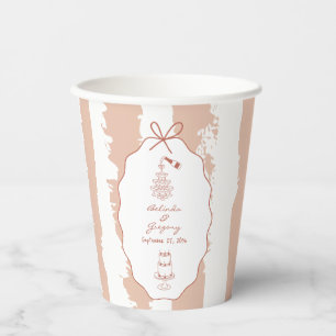 Whimsical Stripes Handwritten Painted Wedding  Paper Cups
