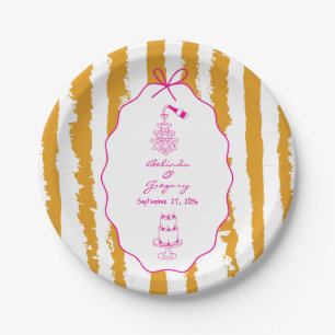 Whimsical Stripes Handwritten Painted Wedding  Paper Plate