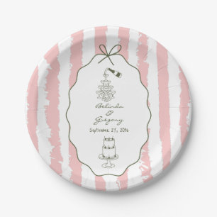 Whimsical Stripes Handwritten Painted Wedding  Paper Plate