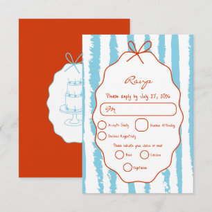 Whimsical Stripes Handwritten Painted Wedding RSVP Card