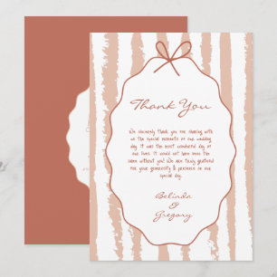 Whimsical Stripes Handwritten Painted Wedding Thank You Card