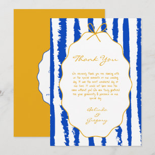 Whimsical Stripes Handwritten Painted Wedding Thank You Card