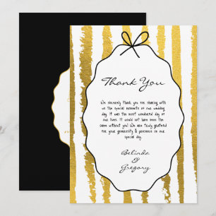 Whimsical Stripes Handwritten Painted Wedding Thank You Card