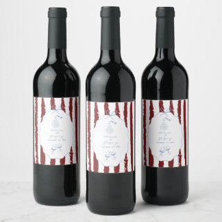 Whimsical Stripes Handwritten Painted Wedding  Wine Label