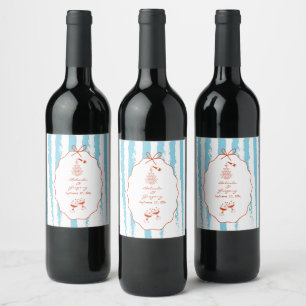 Whimsical Stripes Handwritten Painted Wedding Wine Label