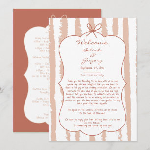 Whimsical Stripes Handwritten Wedding Itinerary Programme