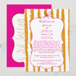 Whimsical Stripes Handwritten Wedding Itinerary  Programme