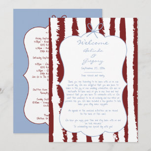 Whimsical Stripes Handwritten  Wedding Itinerary  Programme